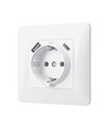 Enkel Schuko-uttag - USB-A+USB-C, vit