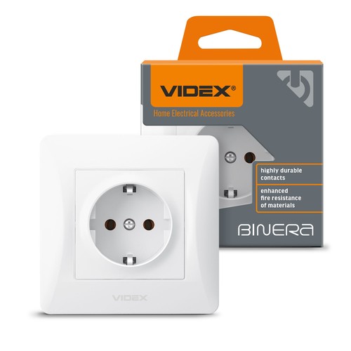 Schuko stikkontakt - enkel, hvit