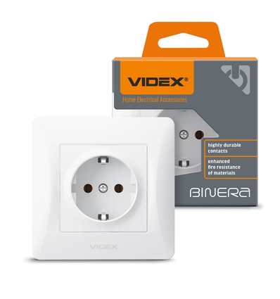 Schuko vägguttag - enkel, vit