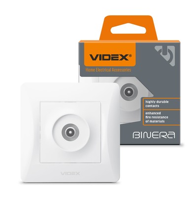 Prise TV Videx Binera blanche - Complète, 1 sortie, IP20 intérieur