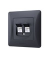 BINERA dobbelt CAT6 nettverksuttak - Sort grafitt, RJ45, 2 kontakter, innfelling