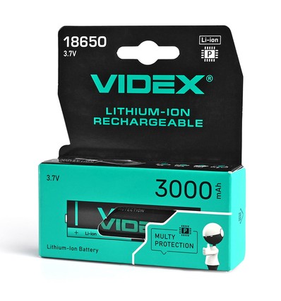 18650-P batteri - litiumjon, 3000mAh, med termiskt skydd