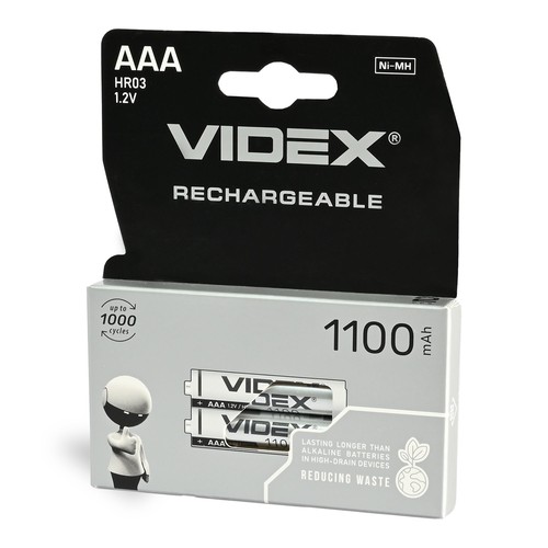 Lot de 2 piles rechargeables AAA - Ni-MH, 1100mAh