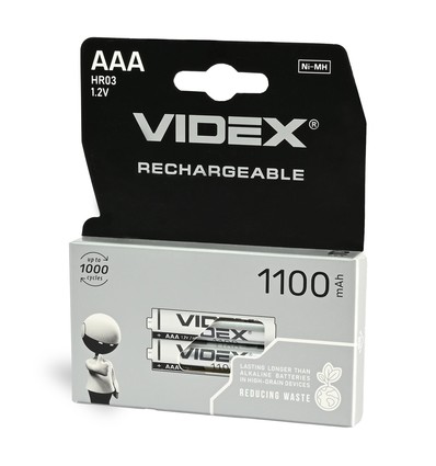 Lot de 2 piles rechargeables AAA - Ni-MH, 1100mAh