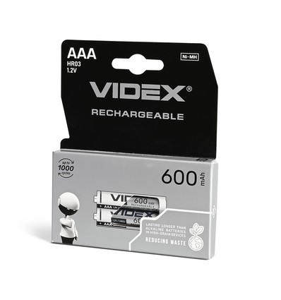 HR03 batteri - Ni-MH, uppladdningsbart, 600mAh, 2 st.