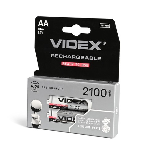 Lot de 2 piles rechargeables AA/HR6 - Ni-MH, 2100mAh