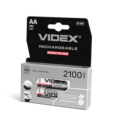 2 st. AA/HR6 laddningsbara batterier - Ni-MH, 2100mAh