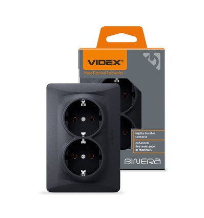 Prise Schuko double, noire