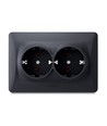 Prise Schuko double, noire