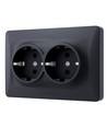 Prise Schuko double, noire