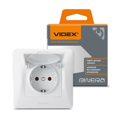 Prise Schuko simple avec couvercle, blanche