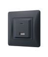 USB-A + Type-C stopcontact 20W snellader - Zwart grafiet, 2.4A, IP20 binnenshuis