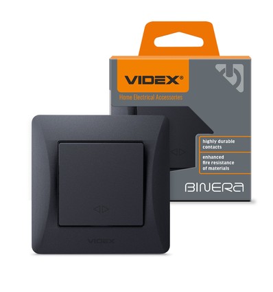 Interrupteur inverseur 1 pôle BINERA, noir graphite - 10A, IP20, encastrable, 86x86mm