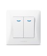 Interrupteur à 2 canaux avec voyant lumineux - 86x86mm, IP20, blanc