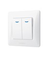 Interrupteur à 2 canaux avec voyant lumineux - 86x86mm, IP20, blanc
