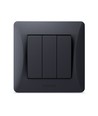Interrupteur 3 canaux - 86x86mm, IP20, noir