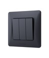 Interrupteur 3 canaux - 86x86mm, IP20, noir