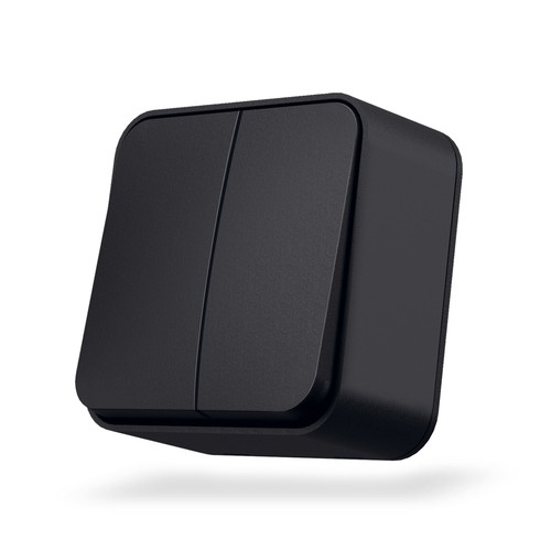 2-kanals påbygningsafbryder - 68x68mm, IP20, sort