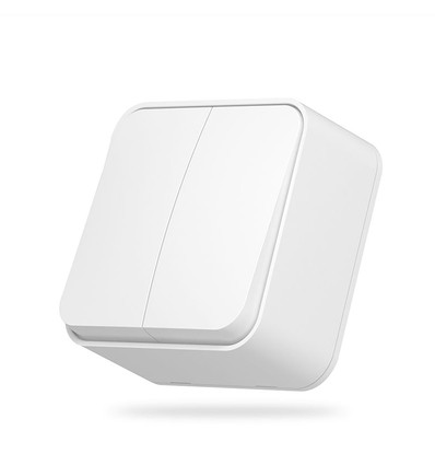 Interrupteur en saillie 2 canaux - 68x68mm, IP20, blanc
