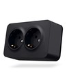 Opbouw dubbele Schuko-wandcontactdoos - IP20, mat zwart