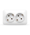 Schuko-uttag - ytmontage, dubbel, IP20, vit