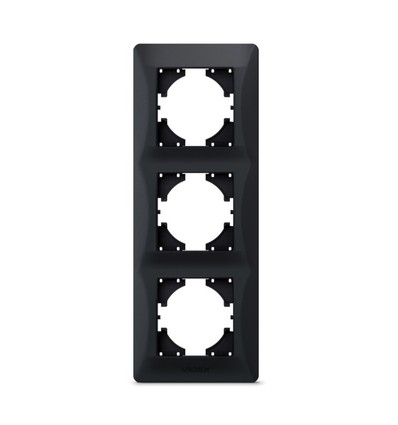 Binera Plaque de finition 3 postes verticale, noir graphite - Plastique, 228x86 mm, encastrable