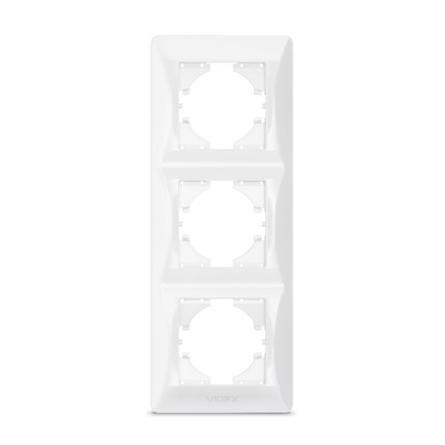 Videx Binera Plaque de finition 3 postes verticale - Blanc, pour interrupteurs et prises