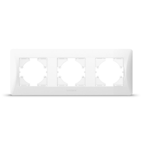 Binera plaque 3 postes horizontale - Blanc, pour interrupteurs et prises