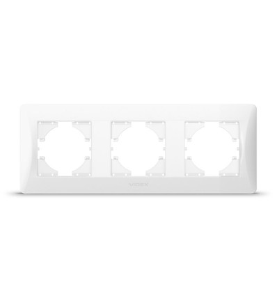 Binera plaque 3 postes horizontale - Blanc, pour interrupteurs et prises