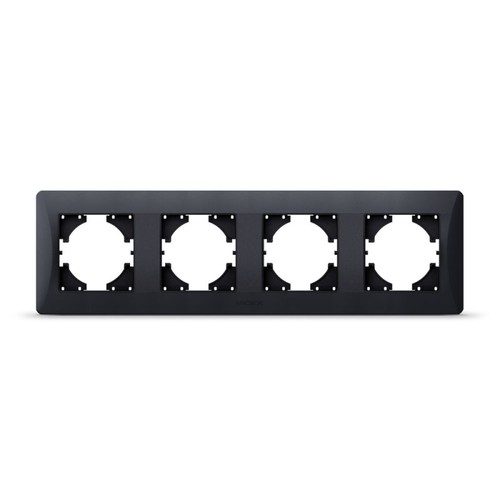 BINERA plaque 4 postes horizontale - Noir graphite, IP20, pour prises et interrupteurs