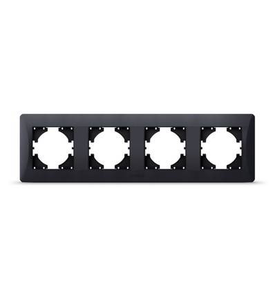 BINERA plaque 4 postes horizontale - Noir graphite, IP20, pour prises et interrupteurs