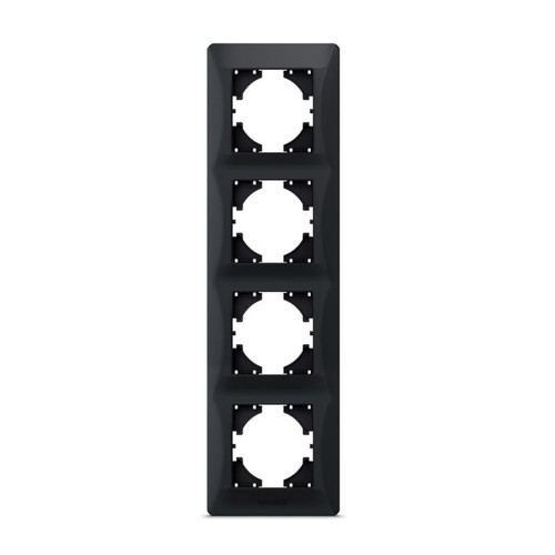 4-voudig verticaal afdekraam, zwart grafiet - BINERA, IP20, 86x299 mm