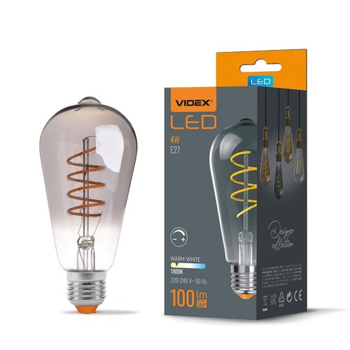 Ampoule LED E27 4W ST64 filament - Verre graphite, 1800K-2100K, dimmable, flicker free