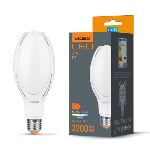 E27 30W LED pære - 3200lm, 4000K, 330 grader, industriell, Ra80
