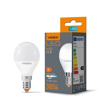 E14 4W LED kogellamp - G45, 380lm, 3000K, flicker free