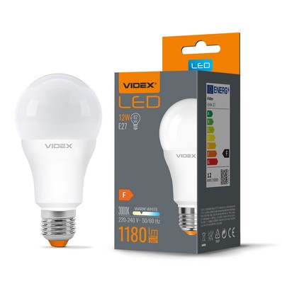 E27 12W LED pære - A60, 1180lm, 3000K, flicker free