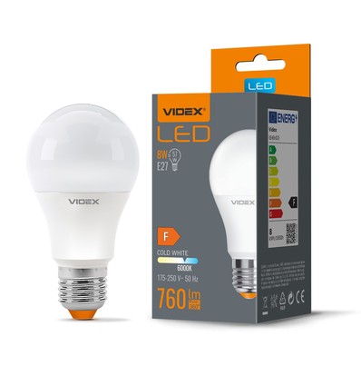 Ampoule LED E27 8W - A60, 760lm, 6000K blanc froid, flicker free