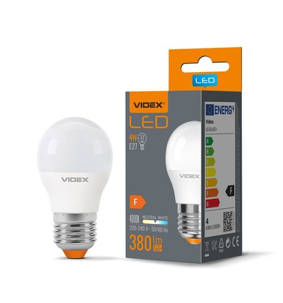 E27 4W LED kronepære - G45, 380lm, 4000K, flicker free