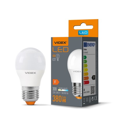 E27 4W LED kogellamp - G45, 380lm, 3000K, warm wit