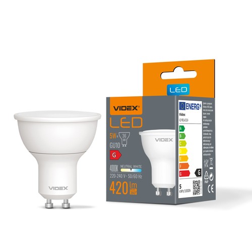 GU10 5W LED lampa - 420lm, 120°, 4000K, flicker free