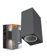 Applique murale double GU10 pour façade - IP54 extérieur, gris, éclairage haut/bas, aluminium, sans source lumineuse