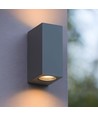 GU10 dobbel fasade vegglampe - IP54 utendørs, grå, opp/ned lys, aluminium, uten lyskilde