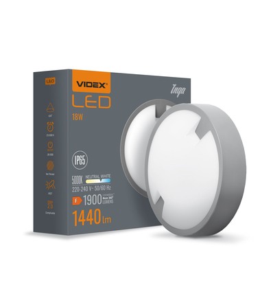18W Inga LED bulkhead tak/vegglampe - IP65, 1440lm, 5000K, Ø22cm, hvit kant, utendørs/våtrom