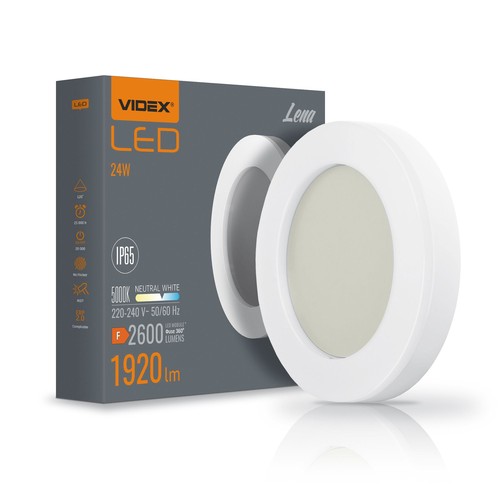24W LED taklampa Bulkhead - IP65 vattentät, 5000K, 120°, vit kant