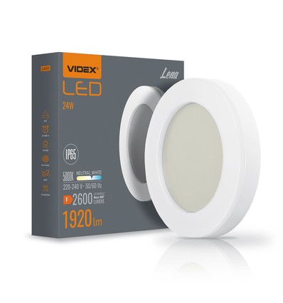24W LED taklampe Bulkhead - IP65 vanntett, 5000K, 120°, hvit kant