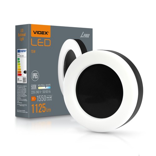 Hublot LED 15W applique/plafonnier, noir - 1550lm, IP65, 5000K, 190x190mm, extérieur/intérieur