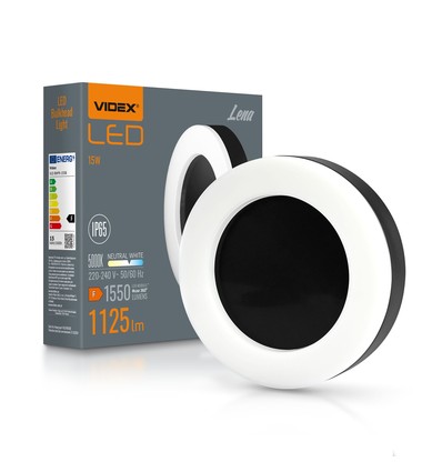 Hublot LED 15W applique/plafonnier, noir - 1550lm, IP65, 5000K, 190x190mm, extérieur/intérieur