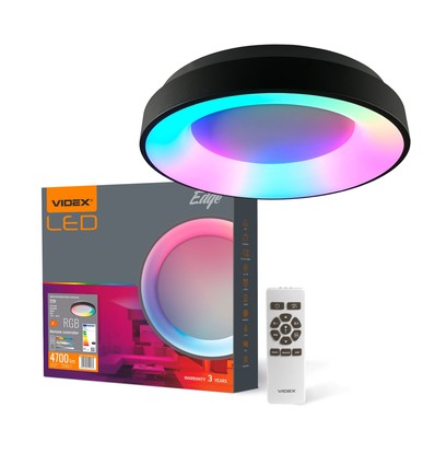 72W LED taklampa, dimbar - RGB+CCT, svart, 450x450mm, inkl. fjärrkontroll och minnesfunktion