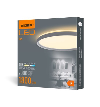 18W Ø29,2cm LED loftpanel - 100lm/W, 4000K, IP20 indendørs, hvid kant