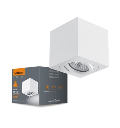 GU10 opbouwspot - Wit, 8x8x8,5 cm, IP20 binnen, zonder lichtbron